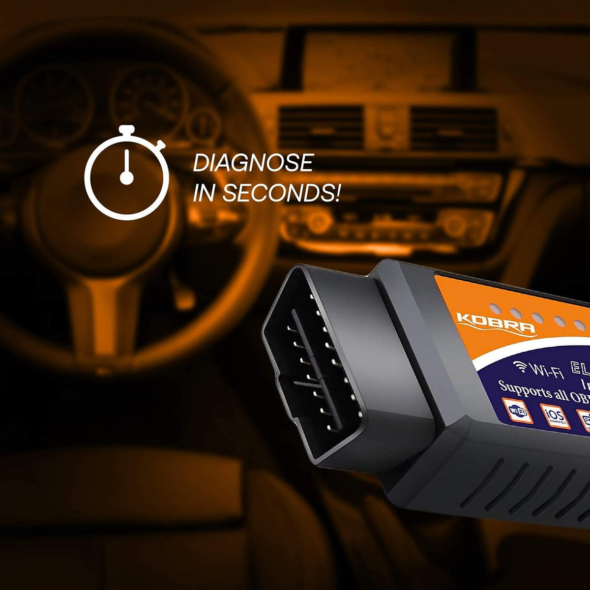 OBD2 Scanner & Wifi Car Code Reader – Clears Check Engine Light – Diagnose 3000 Car Codes - Wireless Car Diagnostic Scanner – Auto Scanner for 1996 to 2016 Vehicles (Ios & Android Devices Only)