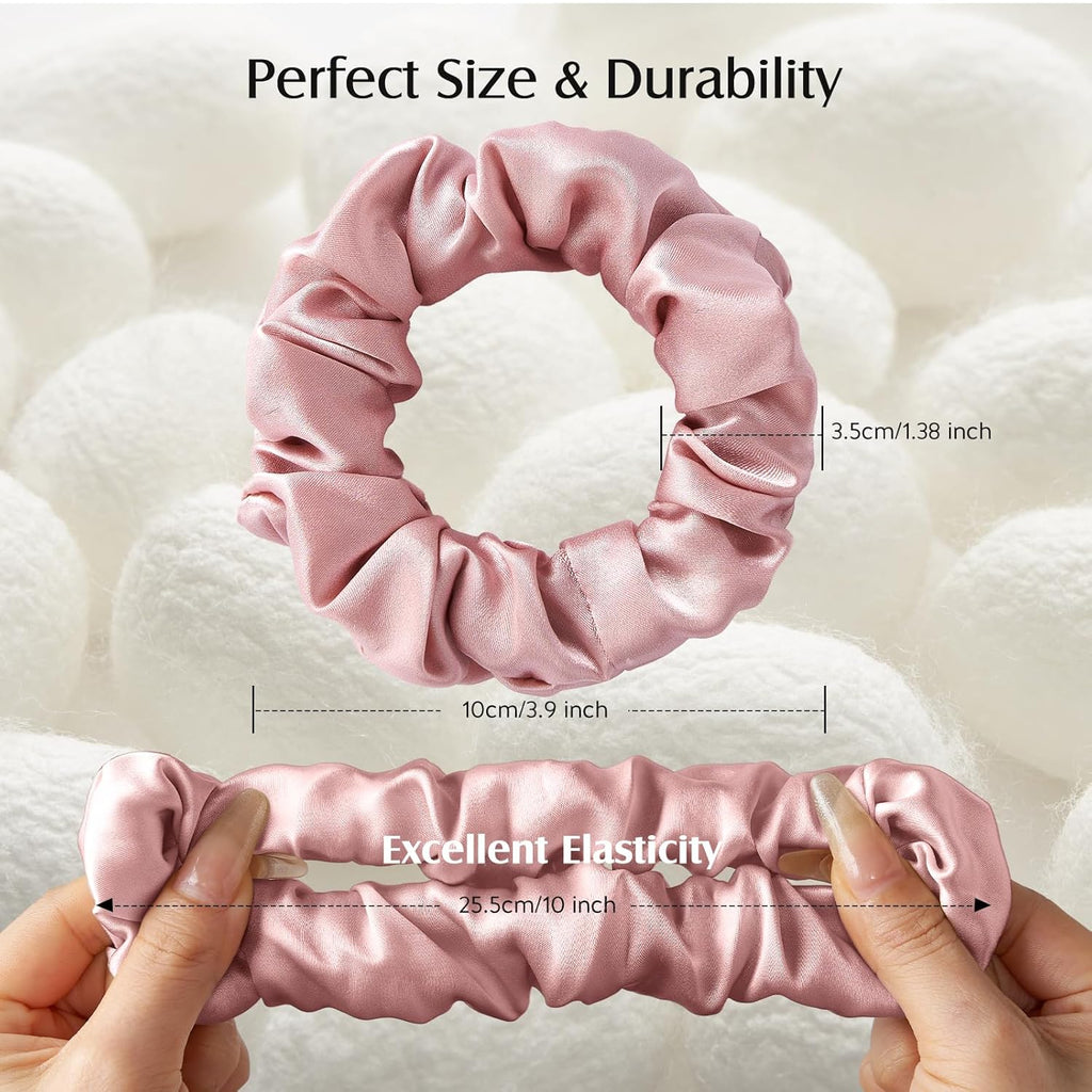 3 PCS 100% Mulberry Silk Scrunchies for Women Girls, Soft No Damage