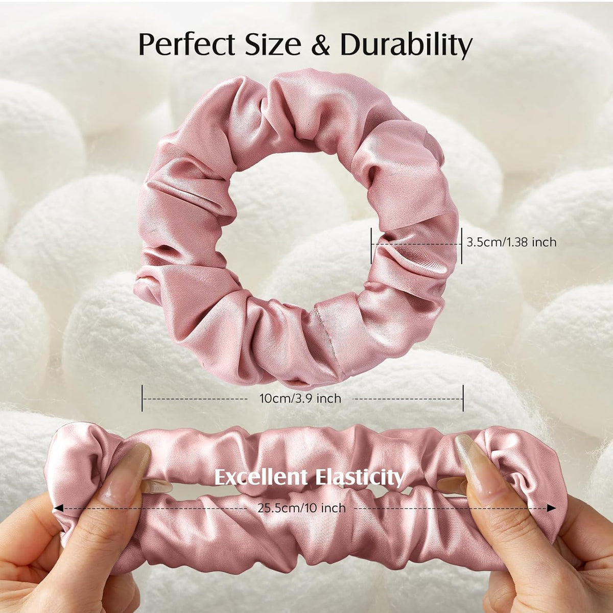 3 PCS 100% Mulberry Silk Scrunchies for Women Girls, Soft No Damage