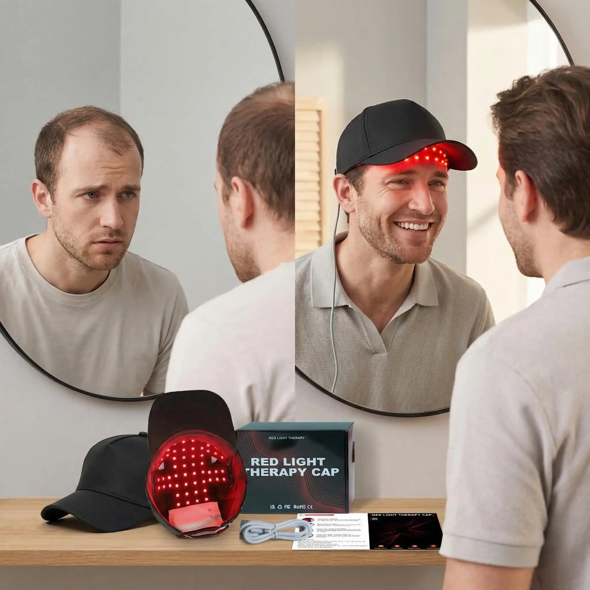Infrared Leds 660Nm & 850Nm Red Light Therapy Hair Growth Cap for Hair Regrowth anti Hair Loss Relax Scalp Hair Care Hat