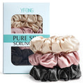 3 PCS 100% Mulberry Silk Scrunchies for Women Girls, Soft No Damage