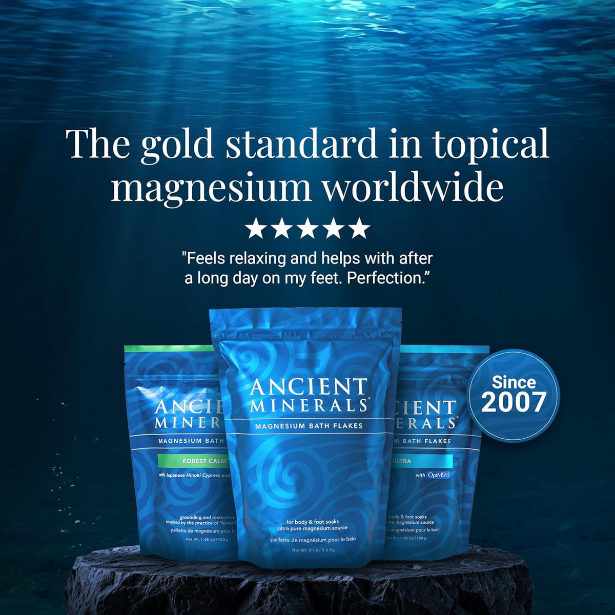 Ancient Minerals Magnesium Bath Flakes, Forest Calm Scent, 1.65Lb