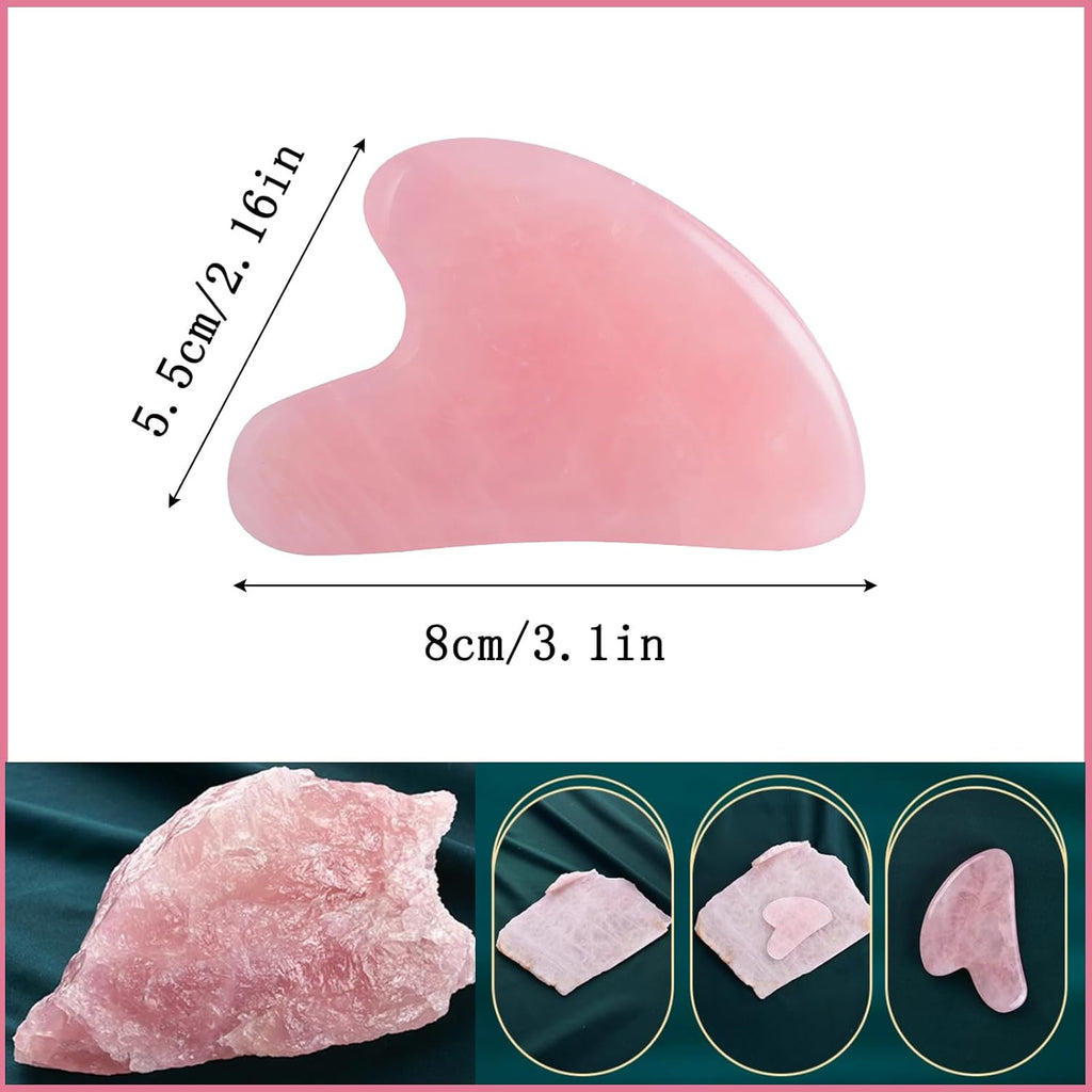 Gua Sha Jade Stone Gua Sha Massage Tool, Guasha Tool for Face and Body Skin Massage. Tools for SPA Acupuncture, Pink Stone for Body Face Neck and Eye, Skin Care Gift for Woman (Pink)