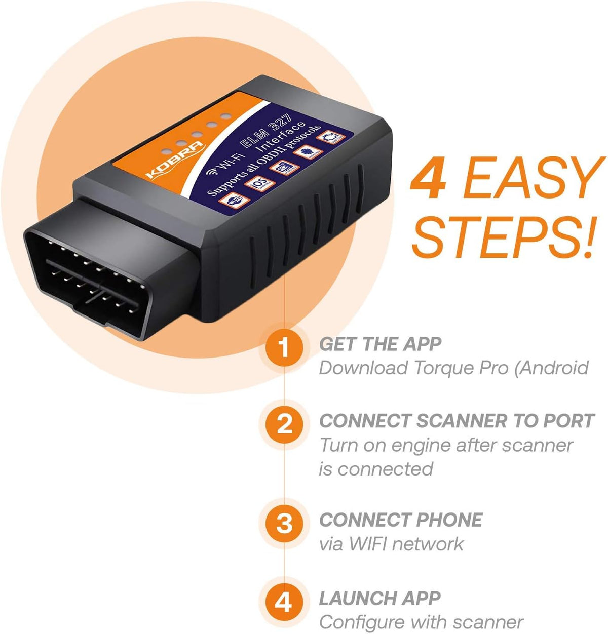 OBD2 Scanner & Wifi Car Code Reader – Clears Check Engine Light – Diagnose 3000 Car Codes - Wireless Car Diagnostic Scanner – Auto Scanner for 1996 to 2016 Vehicles (Ios & Android Devices Only)