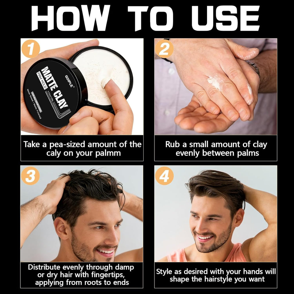 4.23Oz Men'S Hair Styling Clay, Firm Hold, Matte Finish, Hair Clay Low Shine with Natural Ingredients, Add Volume & Texture, Men'S Hair Product Ideal for All Men'S Hair Types 120G